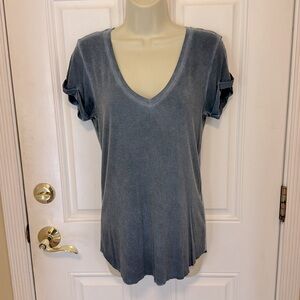 Paige Denim Washed Blue V-Neck Tee Small